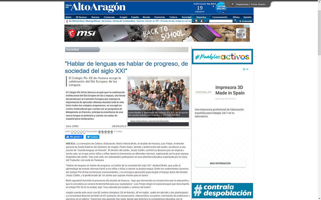 Captura de pantalla de la publicación.